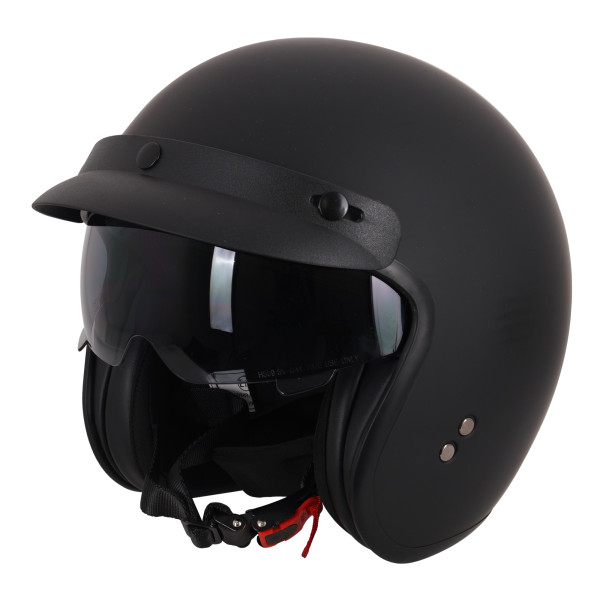 Stealth Stealth Open Face Helmet With Peak - Matt Black